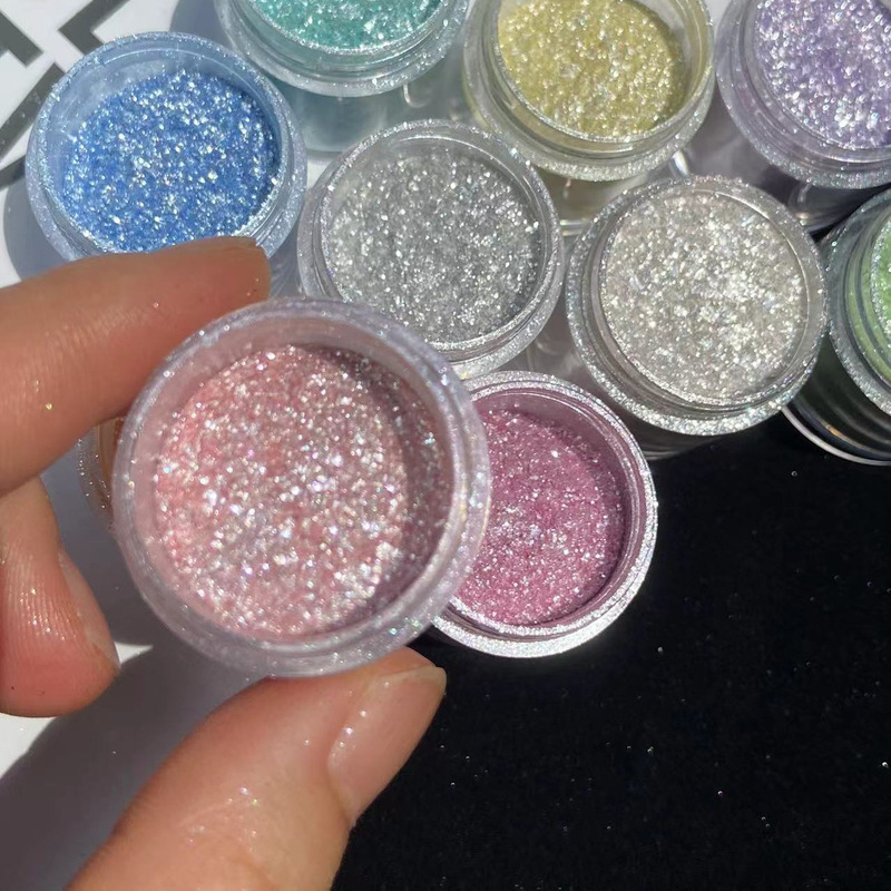Foreign trade hot selling nail art Aurora neon powder DIY handmade nail art polarized Opal powder shiny crystal bottled glitter powder