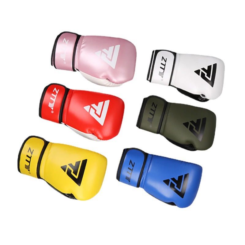 ZTTY nuevos guantes de boxeo de cuero brillante para adultos niños guantes Muay Thai guantes de lucha libre lucha saco de arena guantes de boxeo