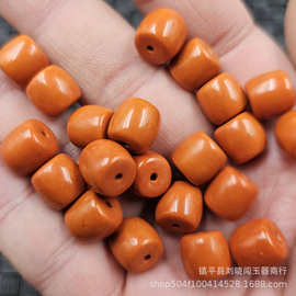 橘红色老型珠仿玉石散珠柿子红路路通手链项链饰品配件手工珠子