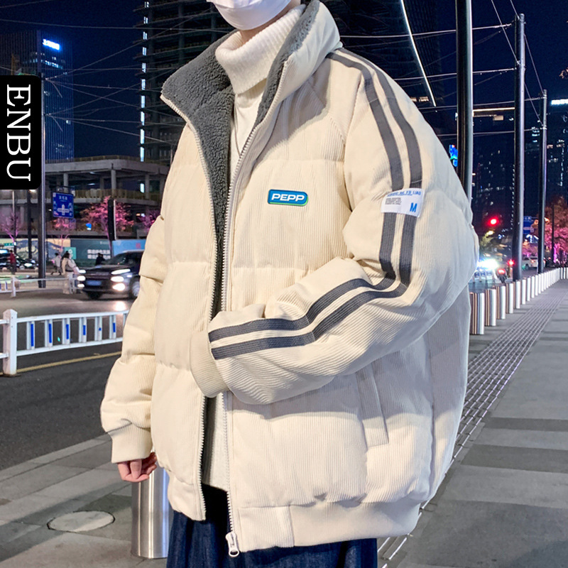 Demi-season warm short corduroy down jacket