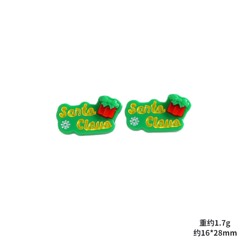 圣诞节英文字牌创意树脂小配件diy奶油胶发夹鞋扣冰箱贴饰品材料|undefined