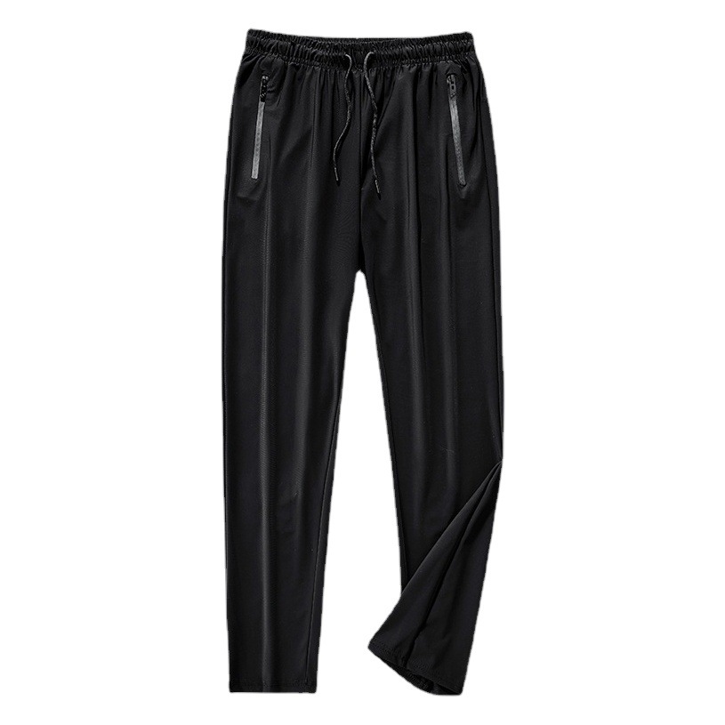 Pantalones de seda de hielo para hombres, pantalones casuales delgados de verano para hombres, pantalones deportivos con aire acondicionado de secado rápido y de alta elasticidad sueltos