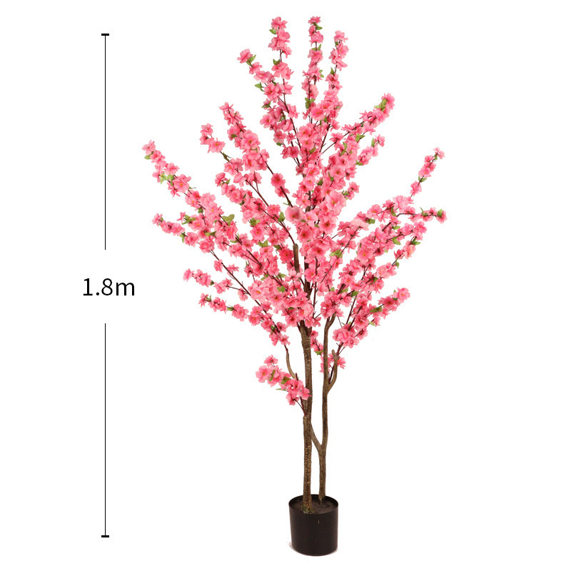 桃の花の偽の木の盆栽の客間の装飾の桃の木の着地の花の室内の木の偽のプラスチックの植物の景観の木をシミュレーションします。|undefined