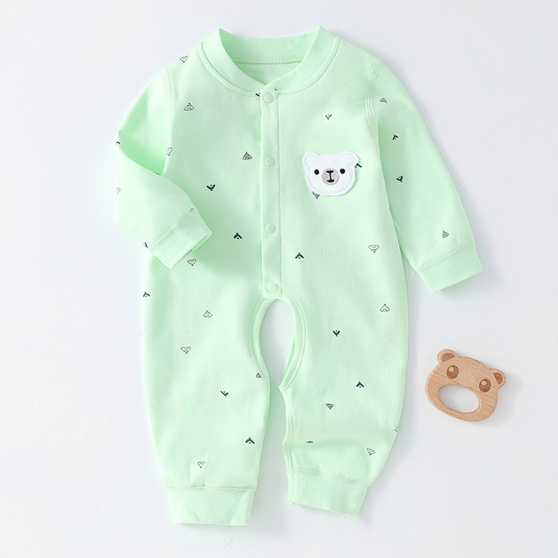 Mono para bebé, ropa sin costuras para primavera y otoño, ropa de recién nacido de algodón puro Clase A, ropa interior para bebé con abertura en la entrepierna, pijamas de estilo coreano de manga larga
