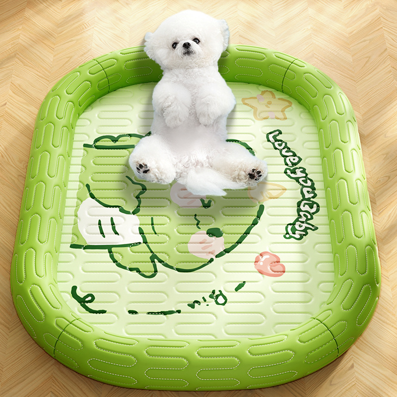 Primavera y verano perros dibujos animados pequeños dinosaurios látex hielo cercado enfriamiento perros frescos, felinos redondos, felinos, mascotas, nidos frescos