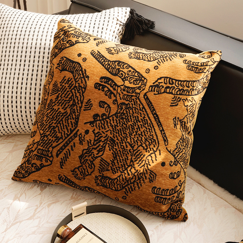 ins nórdico francés lujo negro y blanco retro almohada sofá sala de estar superior almohada cojín cabezal de cama respaldo