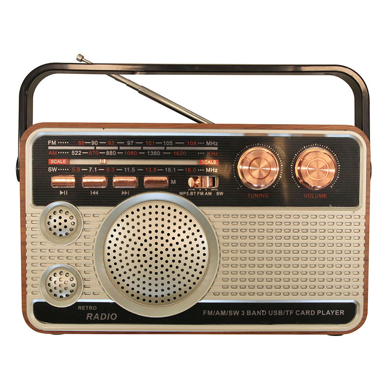 Radio portátil retro transfronteriza AM FM Bluetooth inalámbrico subwoofer TF reproductor USB MP3