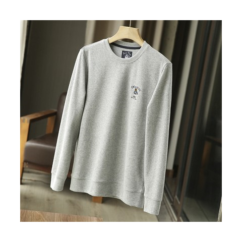 Men's Clothing Soft Brushed Knit Spring New Bear Embroidery Round Neck Sweater Men's Fashion Youth Men's Clothes_voghion.com