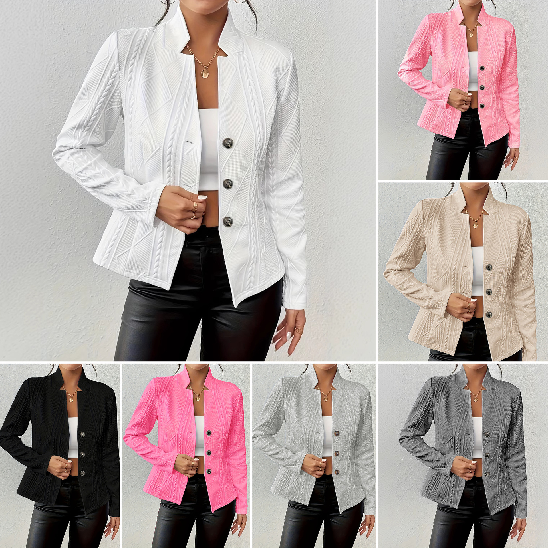 Amazon 2025 European and American Foreign Trade Autumn and Winter Hot-Selling Button-Patterned Blazer, Commuter Style, Light Luxury
