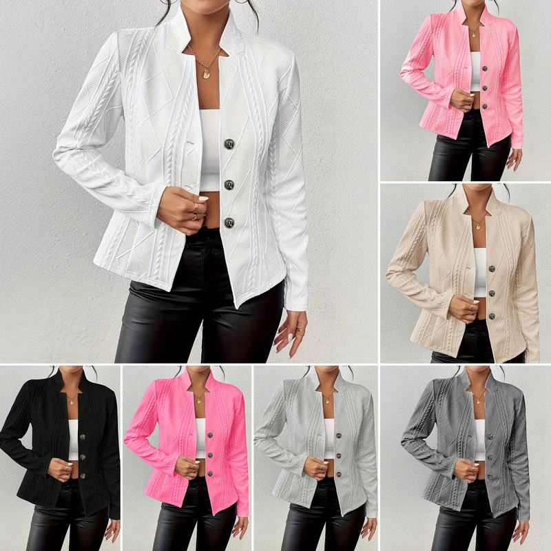 Amazon 2025 European and American Foreign Trade Autumn and Winter Hot-Selling Button-Patterned Blazer, Commuter Style, Light Luxury