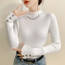 新款秋冬款套头半高领毛衣打底衫女上衣内搭修身显瘦女士针织衫女