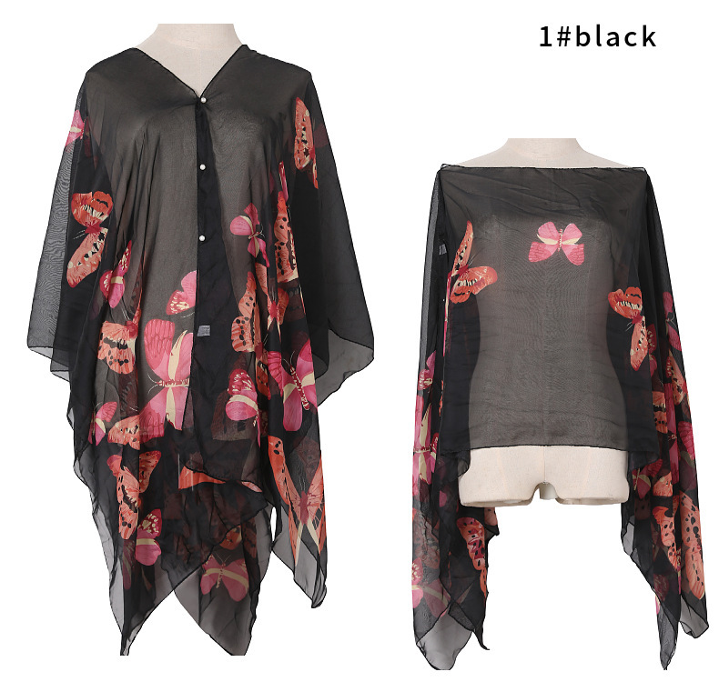 150g Weight Shawl Classification Daily Occasion Polyester Material Flower, Butterfly Pattern Summer, Spring, Autumn Season Women's Gender Streetwear Style Women's Streetwear Flower Butterfly Polyester Shawl 5