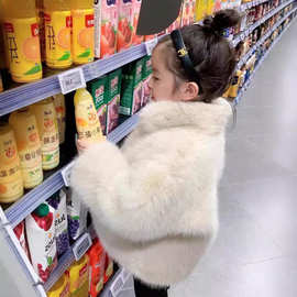 2024加厚洋气仿狐狸毛皮草外套韩版冬季新款宝宝毛毛大衣童装保暖