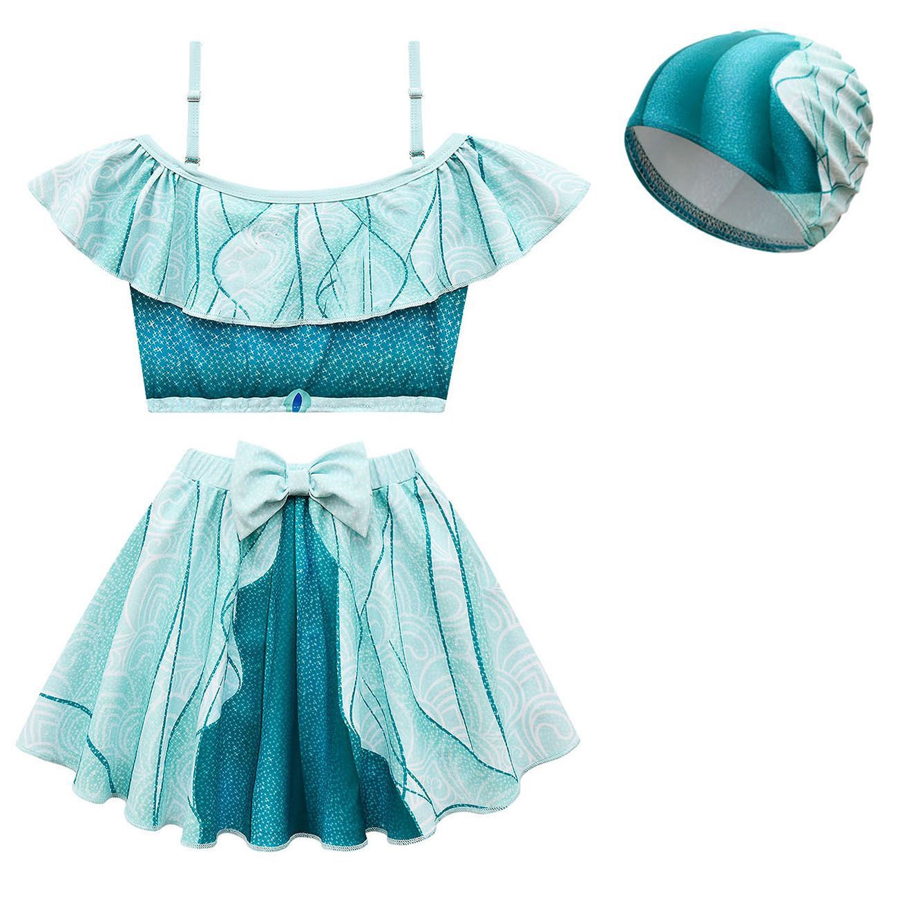 Girls' Summer Swimwear Jasmine Princess Jasmine Girls' One-Shoulder Swimsuit Two-Piece 20259