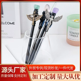 跨境新款天然水晶原石圆珠笔 DIY创意复古魔法能量签字笔礼品定制