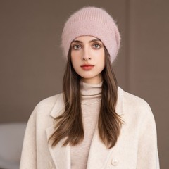 跨境女冬新款毛线帽女士秋冬季保暖月子帽时尚百搭洋气针织堆堆帽