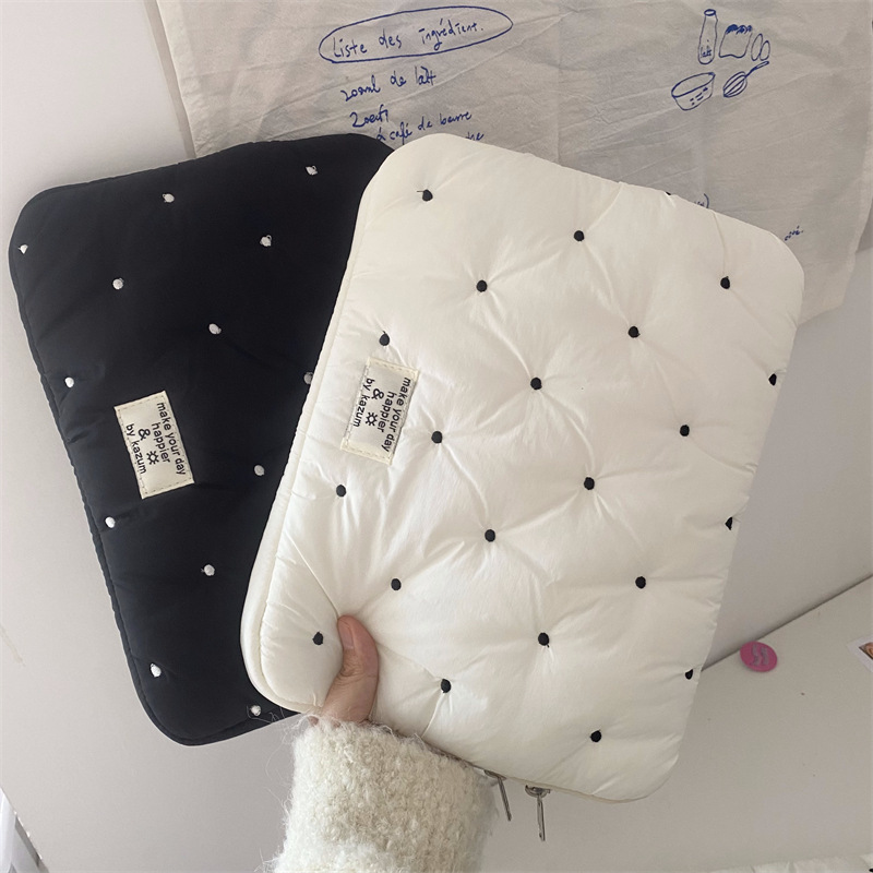 Cross-border Korean polka dot embroidery thread ipad11 storage bag cute laptop liner bag 13/14/15 protective case