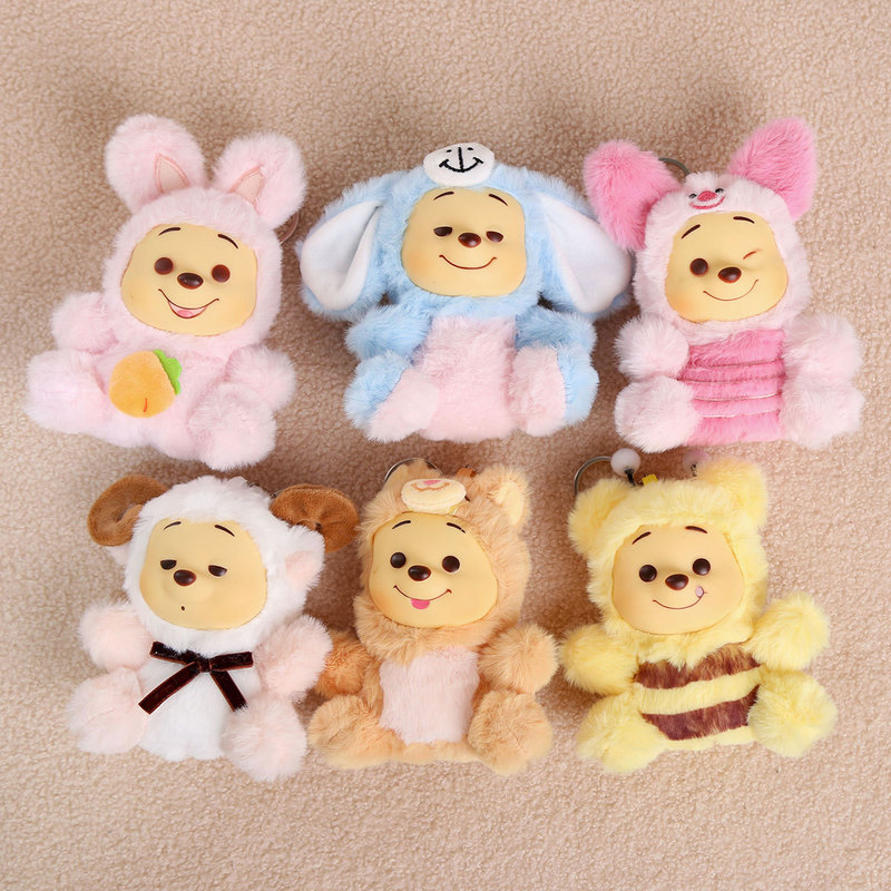 Vinyl Cross-Dressing Winnie the Pooh Pendant Cartoon Character Cute Plush Toy Pendant Backpack Decoration Children's Gift