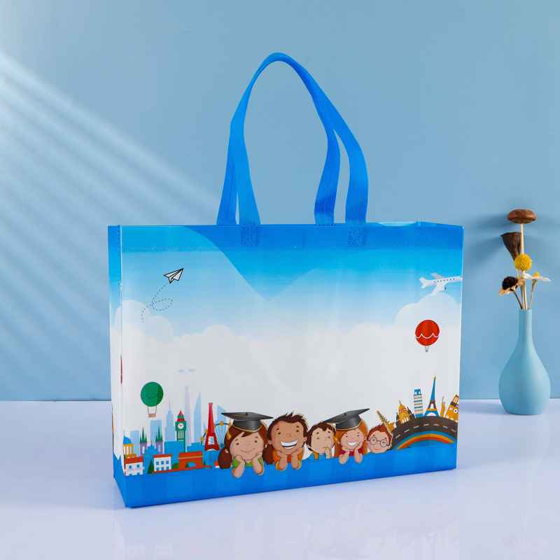 factory custom wholesale advertising logo non-woven handbag film hot pressing packaging shopping bag custom