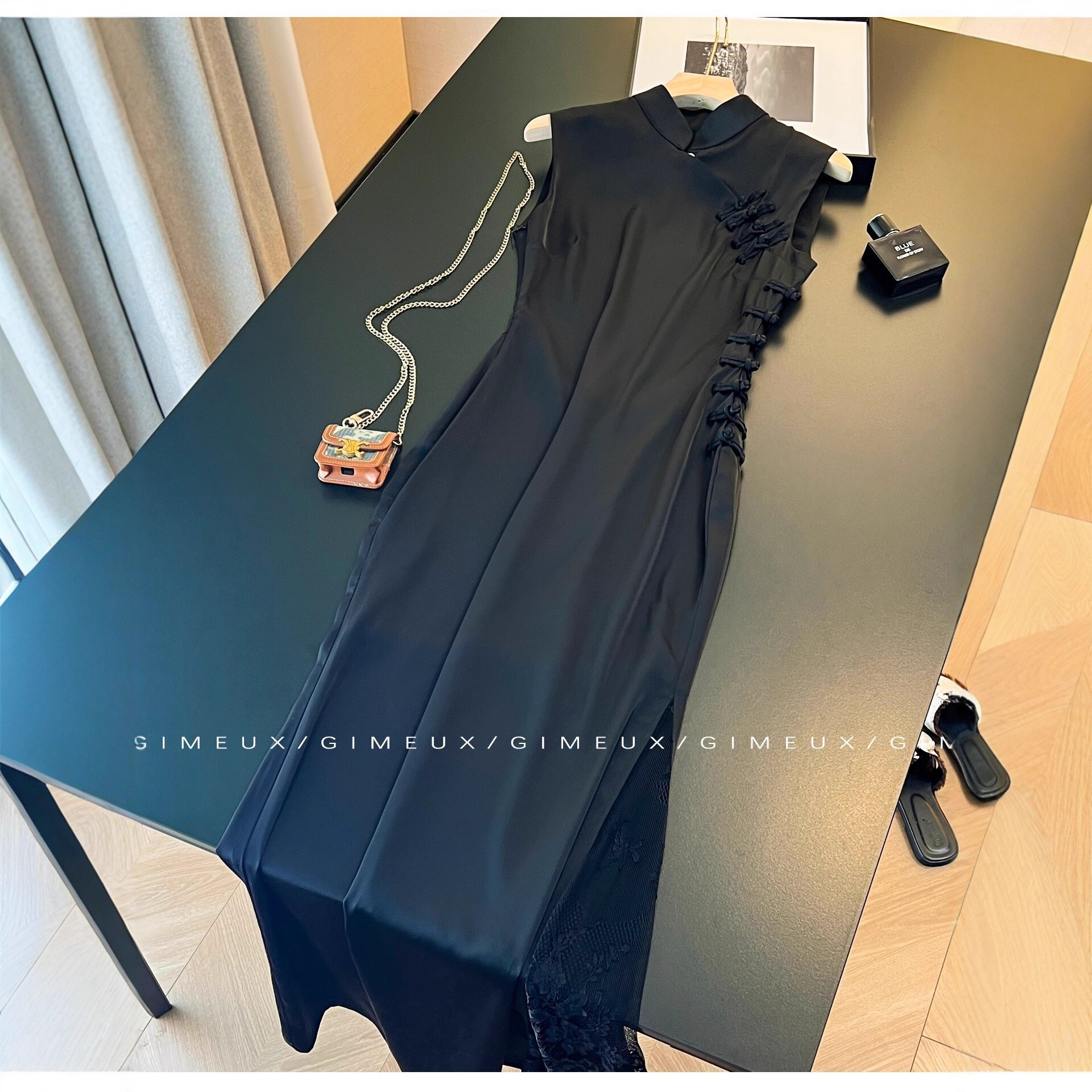 New Chinese Style Sleeveless Black Button-Up Improved Lady Style Cheongsam Dress Summer 2025 New Chinese Style Women's Dress