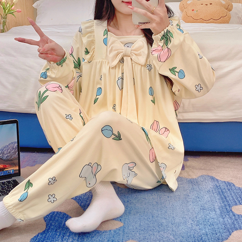 Pijamas al por mayor transfronterizos de mujeres otoño invierno manga larga princesa de dibujos animados de ternilla viento red roja cardigán otoño invierno ropa de hogar se puede usar fuera