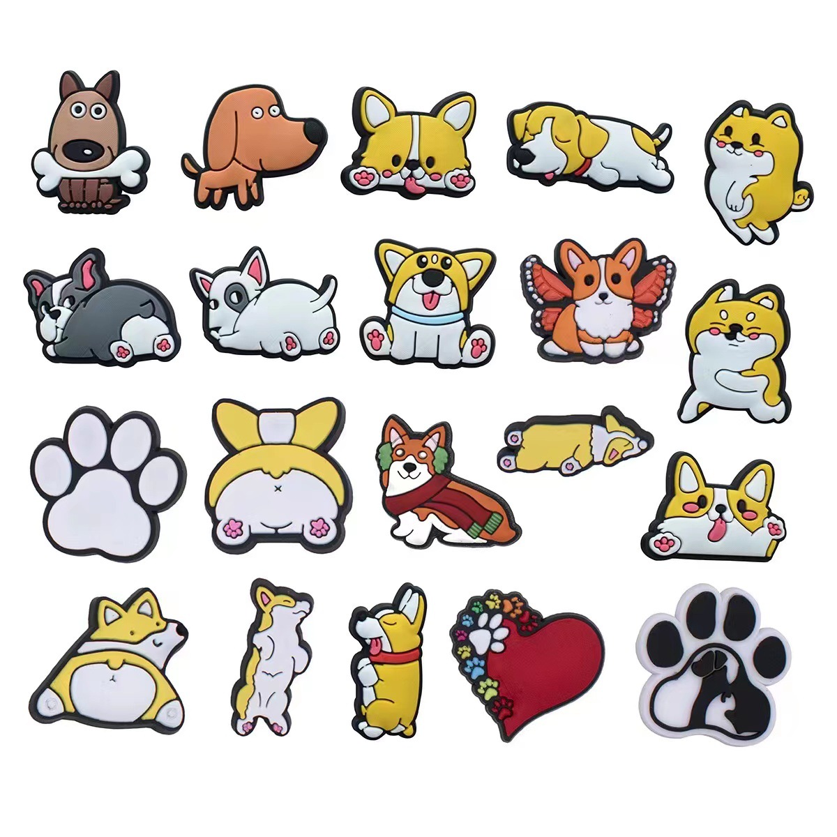 250g Weight Shoe Buckle Shoe Accessories Type 100 PCS/Package Quantity Daily, Street Occasion PVC self-adhesive Material Dog Pattern All Seasons Season Unisex Gender Dog Shoe Accessories PVC Self-adhesive All Seasons Shoe Buckle