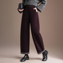 专柜大牌羊毛糯米裤冬季女装裤子高端时髦休闲垂感窄版直筒阔腿裤