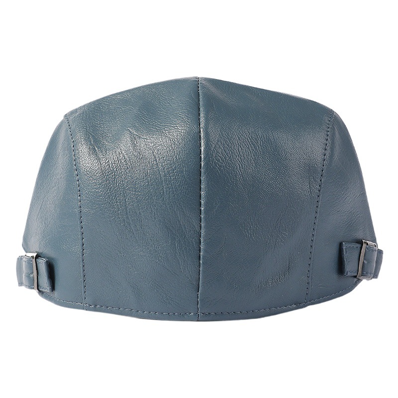 Boina de cuero de los hombres de cuero enarbolado gorra de mediana edad y ancianos de cuero de invierno sombrero delantero de las mujeres sombrero de cuero caliente