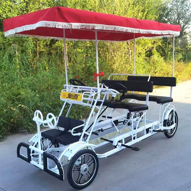 Four-wheel sightseeing bicycle for two to four people, suitable for three or more people, dual-use for parent-child, integrated wheel for tourist attractions Four-wheel sightseeing bicycle for two to four people, suitable for three or more people, dual-use for parent-child, integrated wheel for tourist attractions