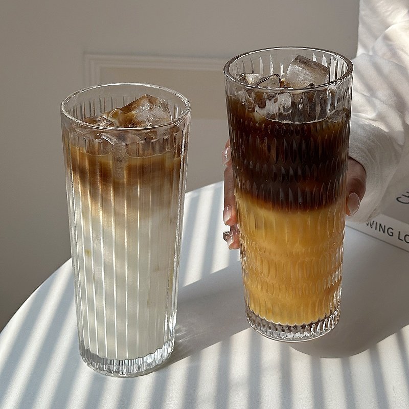 High-Quality Transparent Coffee Ice Americano Latte Glass Cup with Large Capacity, Lid, and Straw, Suitable for Office Use
