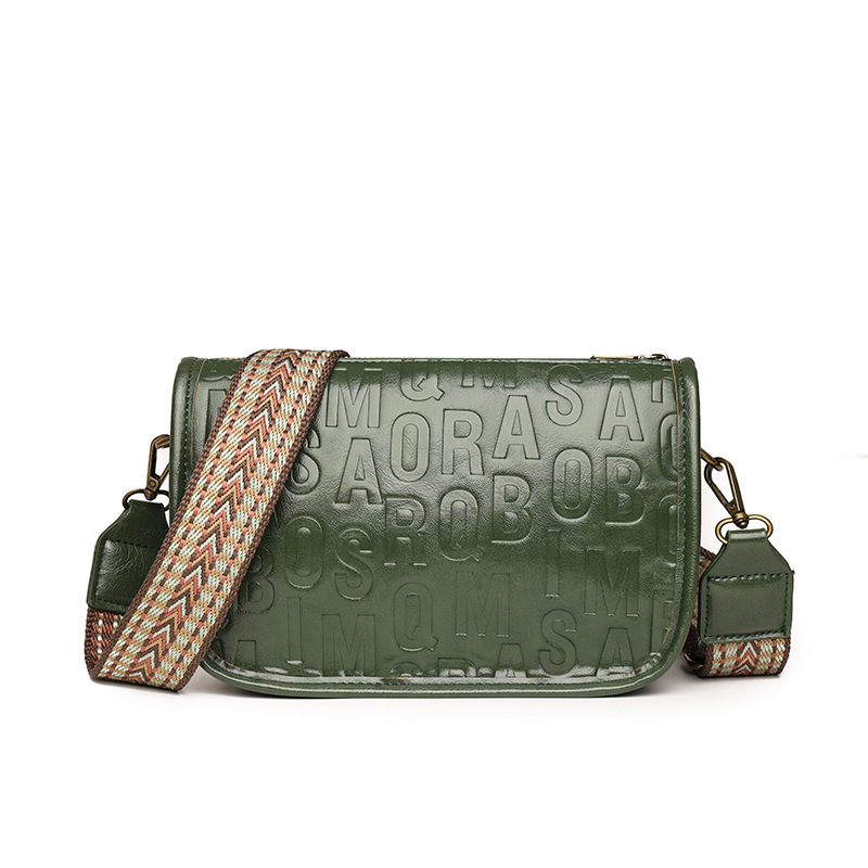 Women's 2026 New Fashion Soft Leather Embossed Shoulder Bag Crossbody Large Capacity Vintage Saddle Pea Bag - Thumbnail 8