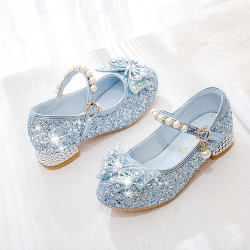 Baby Girl High Heels Spring Little Princess Pink Crystal Shoes Children Fashion Show Shoes Water Diamond Shoes