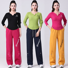 秋冬季新款广场舞运动服上衣加绒套装演出服装运动健身操衣服跳舞