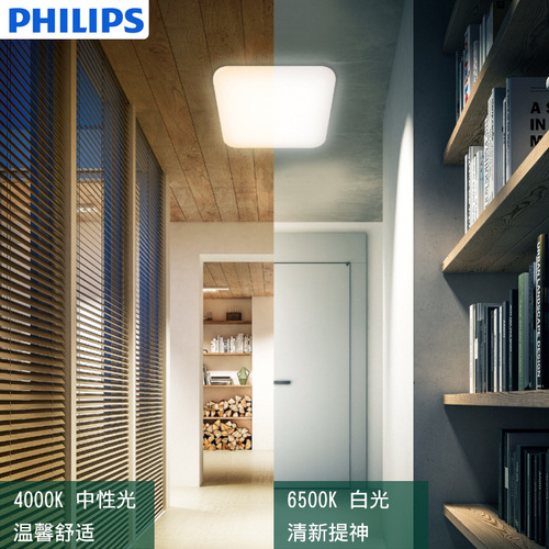 Philips LED ceiling lamp Ruoxin round bedroom lamp living room lamp study balcony kitchen bathroom aisle lamp square