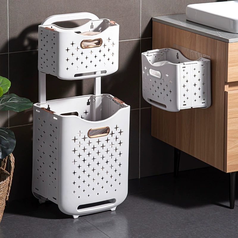 Foldable Laundry Basket Storage System by 其他 — Space-saving, durable; Ivory/White, Elegant Green, Rose Gold