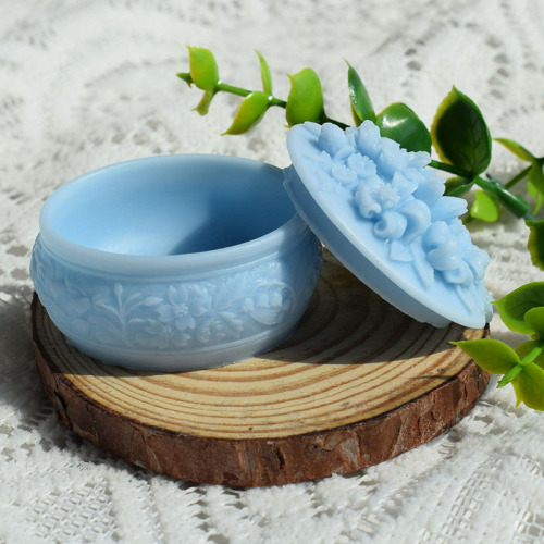 Rose crystal glue mold diy round storage box cosmetic jewelry box bottle plaster ornaments silicone mold