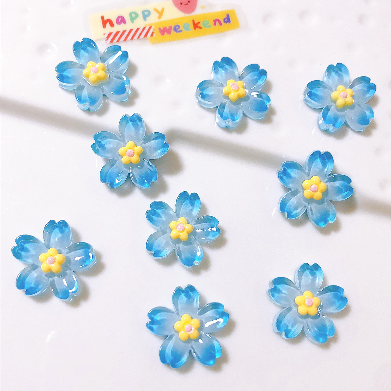 Serie de flores luminosas accesorios de material de resina bricolaje horquilla accesorios para el cabello refrigerador pegatina decoración doble color Flor al por mayor