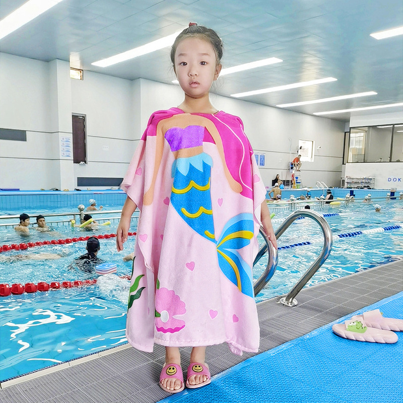 Amazon TikTok Cross-border Children Wearing Bath Towel Bathrobe Cartoon Animal Baby Bath Beach Towel Cape