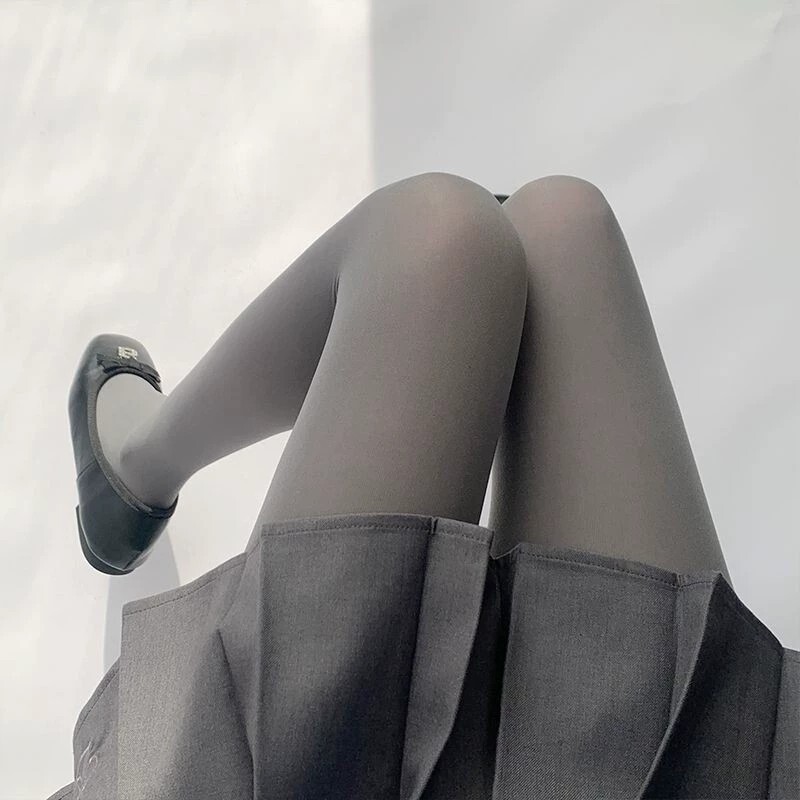 Long Gray Pantyhose Spring and Autumn Light Gray Socks Women Japanese Style College Jk Leggings Slimming Stockings