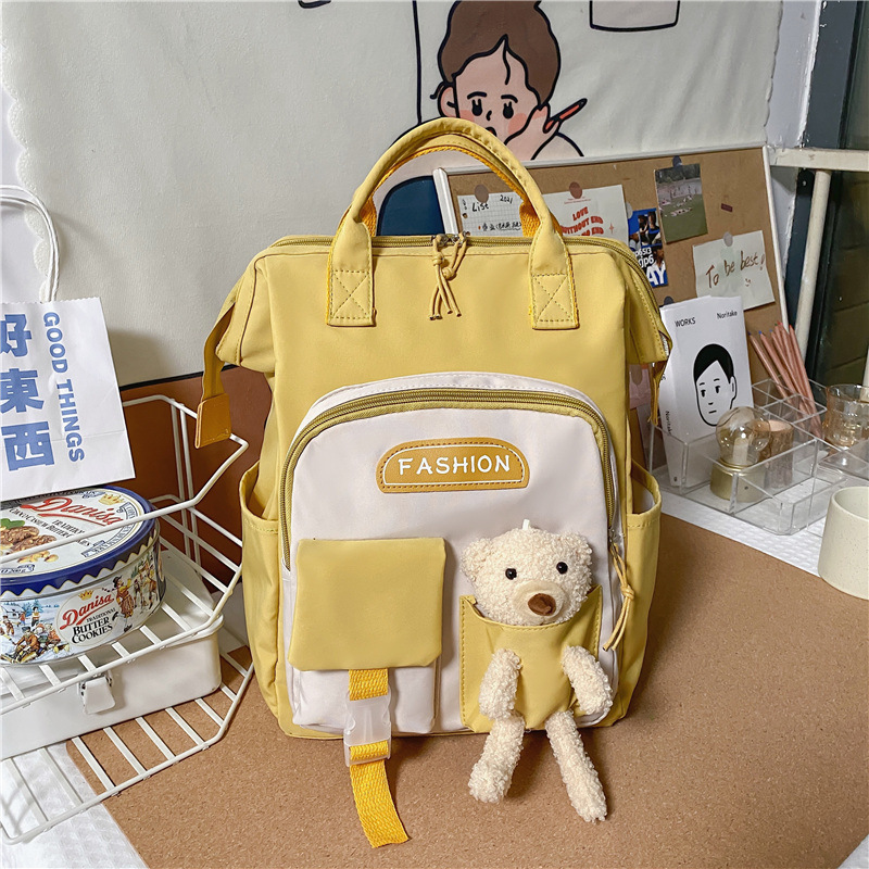 2021 New Backpack Women's Korean Doll Backpack Large Capacity Mummy Bag Refreshing College Students' School Bag