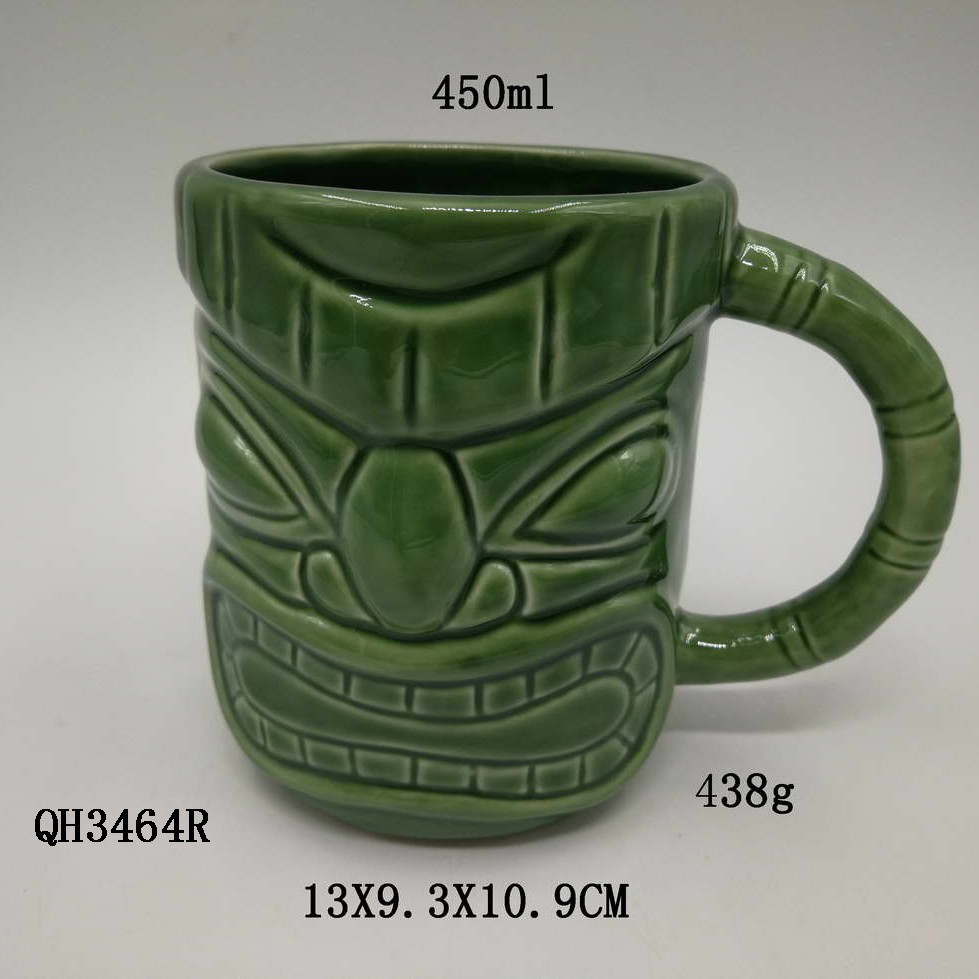 Selección estricta de tazas de cerámica hawaiana TIKI tazas de cóctel creativas tazas de agua en relieve tazas de agua TIKI cara zombie