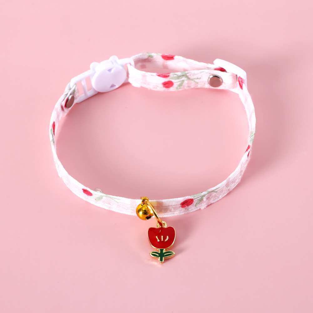 Mascotas gatos cuadrícula flor de azulejos tulipanas collar collar anti-asfixia perro conejo collar