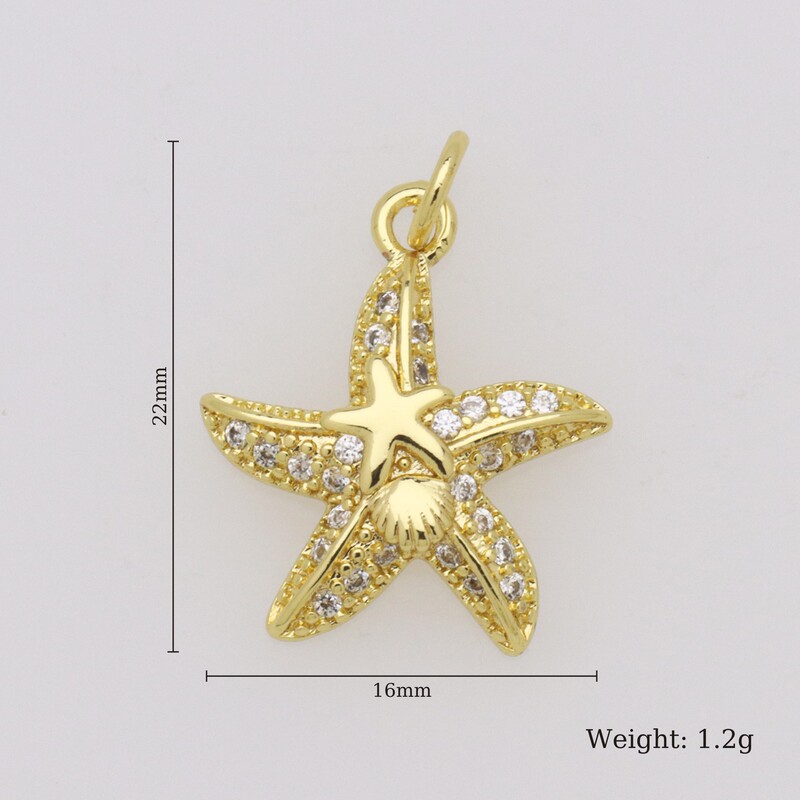 亚马逊爆款18K保色海洋元素海马乌龟水母鱿鱼海星海螺鲸鱼吊坠|undefined