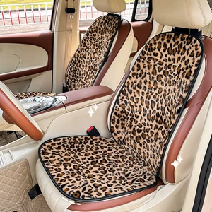 Leopard Print Avtomobil Oturacaq Yastığı, Pluş İsti, Sürüşməyən, Qış Oturacaq Üzüyü