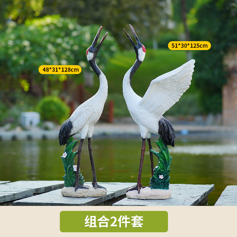 仿真仙鹤造景玻璃钢雕塑丹顶鹤鸟类模型花园 thumbnail 13