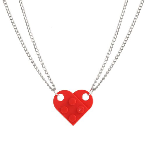 Nceklace Korean Style European and American Cross-Border Heart Necklace Creative Simple Love Pendant Double Beaded Chain Necklace