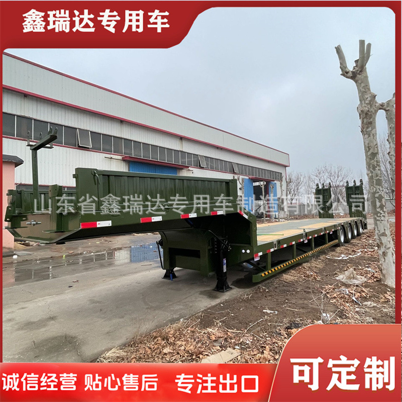 Exported to Africa Heavy-Duty Low-Flatbed Semi-Trailer with a Load Capacity of 80 Tons Semi-Trailer 15.5m Excavator Trailer