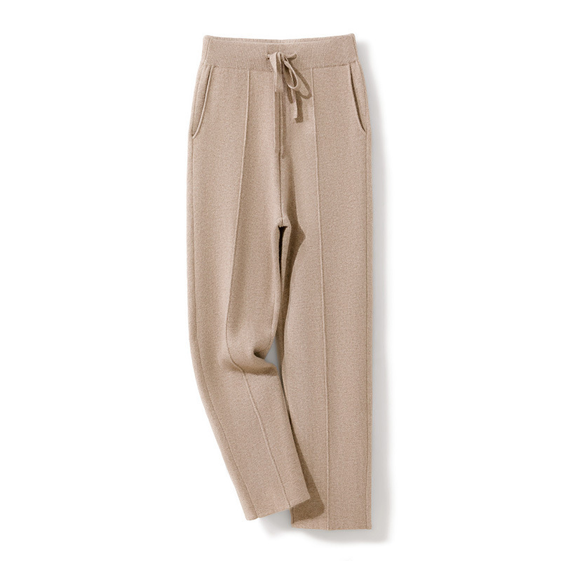 Original Design 100% Pure Cashmere Men's Thickened Straight-Leg Pants with Center Seam for Business Casual Wear, Slimming Effect