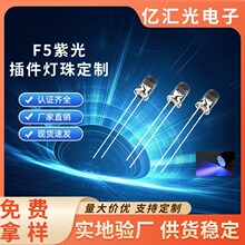 LED插件灯珠F5有边透明紫光发光二极管5mm诱虫灭蚊美甲灯定制超亮