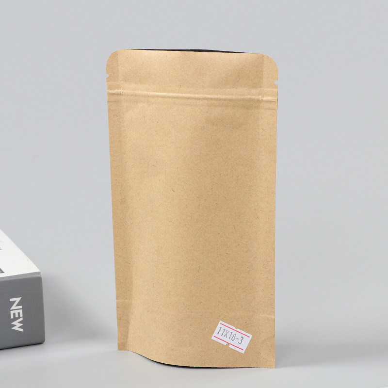 Spot bolsa de papel kraft con ventana transparente bolsa de embalaje de alimentos autosellada autoportante bolsa de té sellada de ocho lados fácil de rasgar